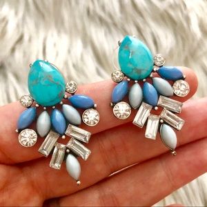Blue stone& diamond earrings